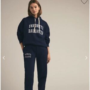 Navy XS Favorite Daughter collegiate logo hoodie